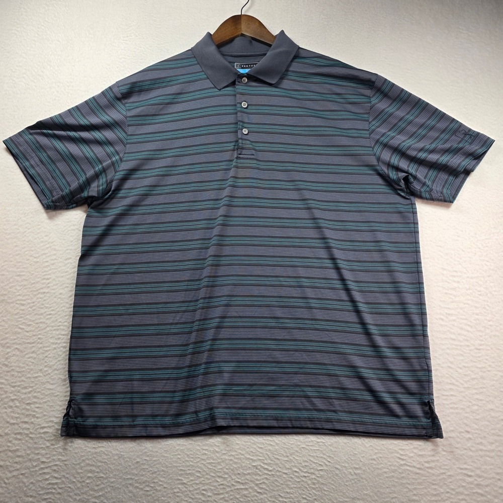 PGA Tour Polo Shirt Mens XXL Burgundy Grey Stripe Performance Golf Bundle 2pk - Picture 3 of 13